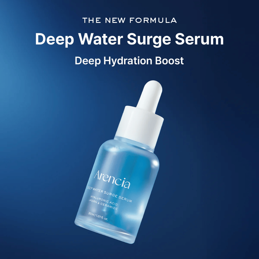 Arencia Deep Water Surge Serum – siero idratante coreano con acido ialuronico, PDRN e ceramidi che fornisce idratazione profonda, calma la pelle e rinforza la barriera cutanea.
