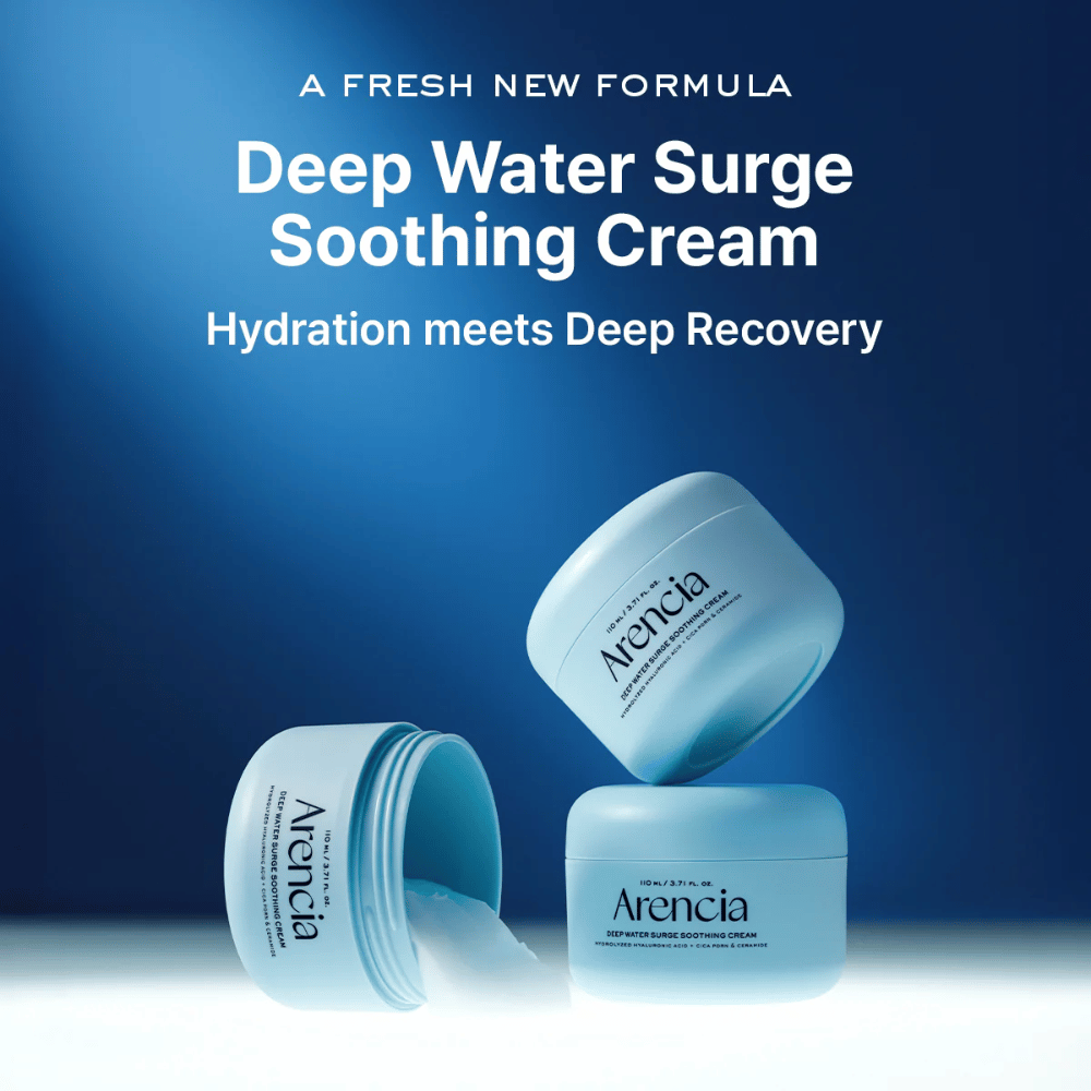 Arencia Deep Water Surge Soothing Cream – nuova crema viso lenitiva e idratante che combina idratazione intensa con cura riparatrice della pelle.