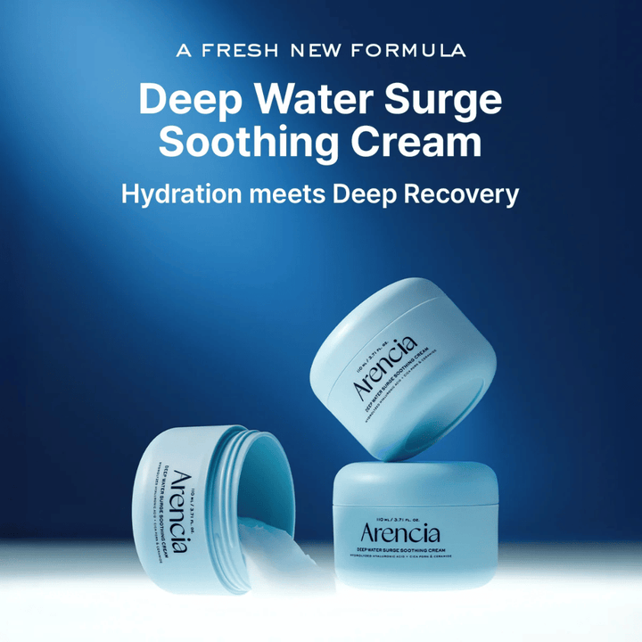 Arencia Deep Water Surge Soothing Cream – nuova crema viso lenitiva e idratante che combina idratazione intensa con cura riparatrice della pelle.