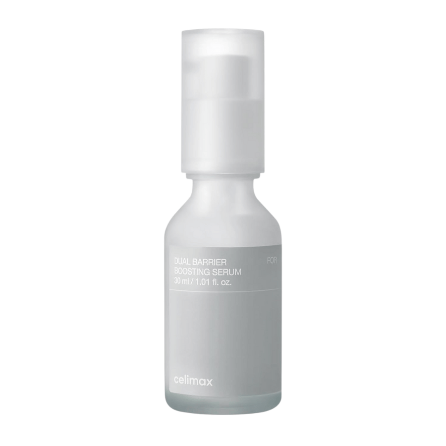 Celimax Dual Barrier Boosting Serum immagine del prodotto su sfondo bianco, siero coreano per pelle sensibile e secca.