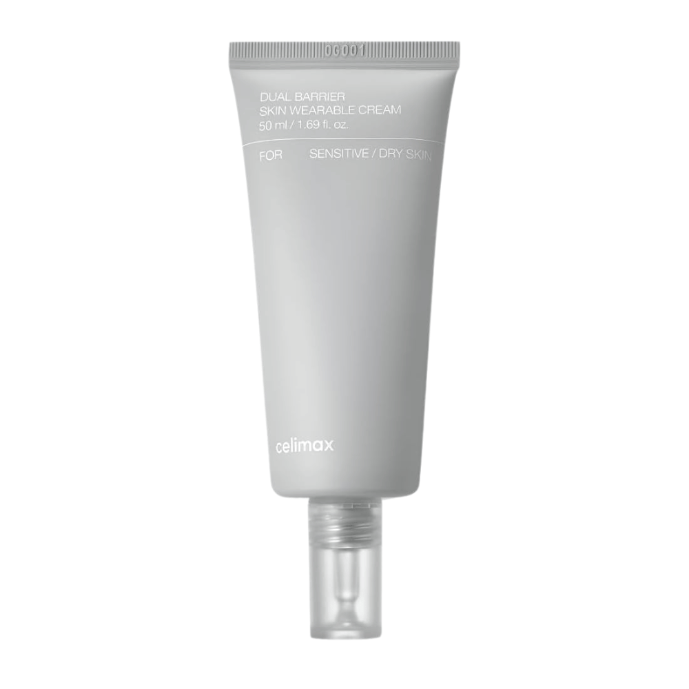 Celimax Dual Barrier Skin Wearable Cream per pelle sensibile e secca, crema viso idratante che rafforza la barriera cutanea e riduce l'irritazione.