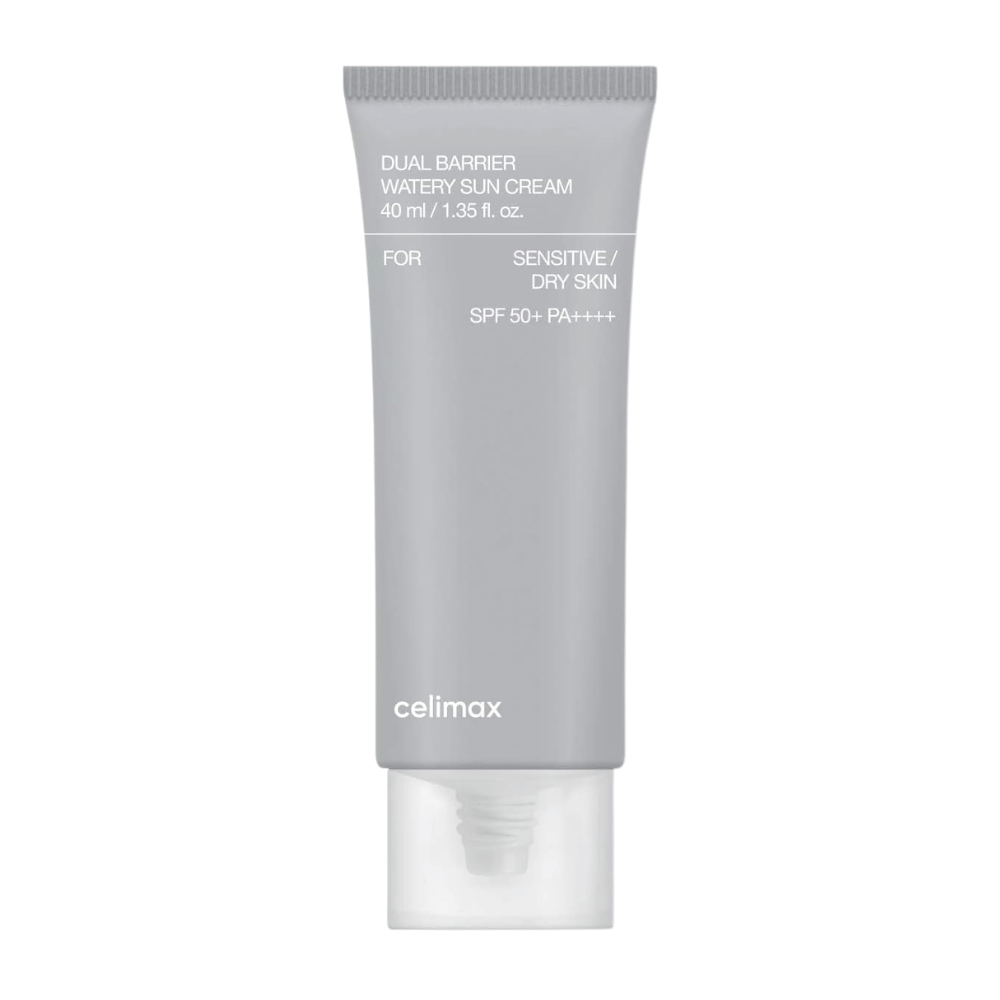 Celimax Dual Barrier Watery Sun Cream SPF50+ PA++++ 40 ml – protezione solare idratante a base minerale per pelle secca e sensibile con ceramidi e Aquatide.