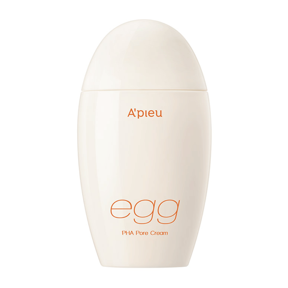 A’pieu Egg PHA Pore Cream in confezione beige a forma di uovo con testo arancione – una crema viso coreana per ridurre i pori e un'esfoliazione delicata.