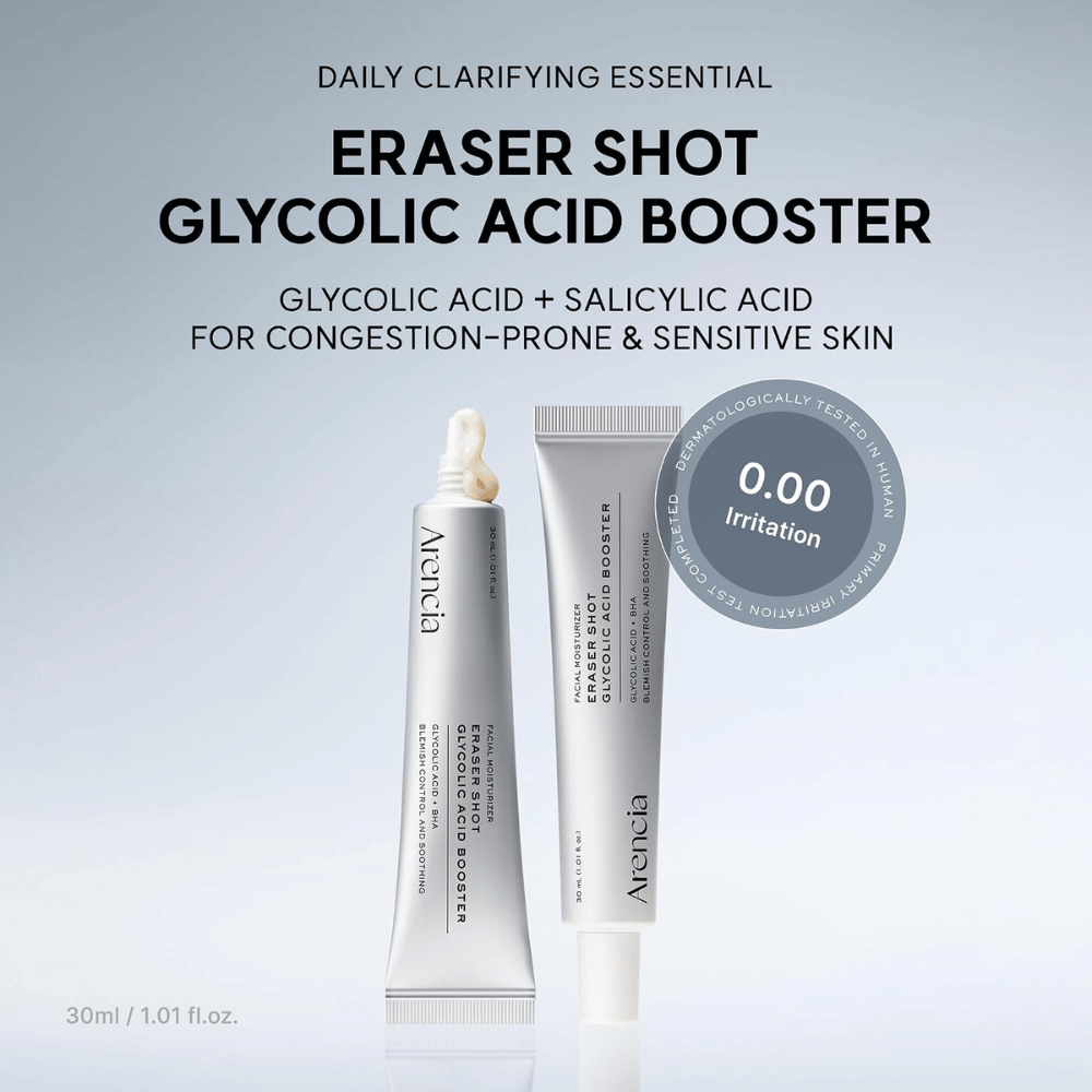 Arencia Eraser Shot Glycolic Acid Booster 30 ml – con acido glicolico e acido salicilico per pori ostruiti e pelle sensibile