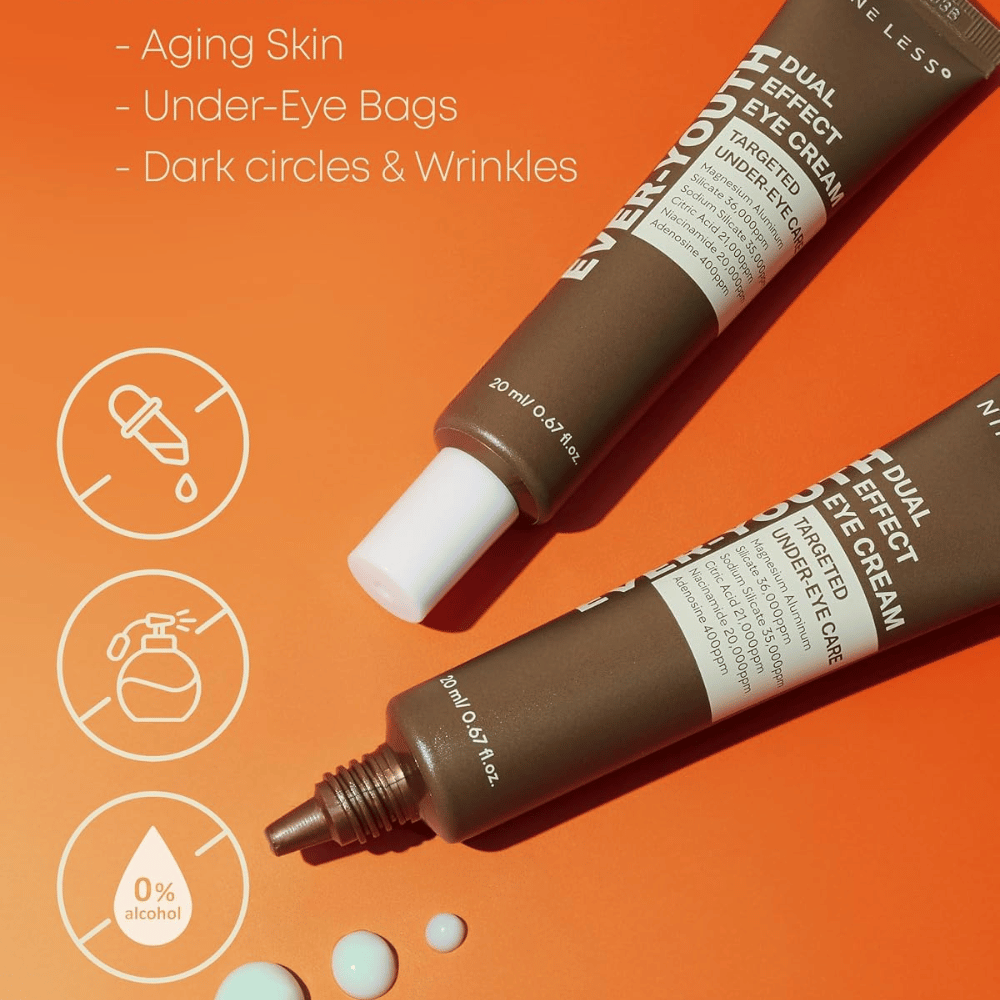 NINE LESS Ever-Youth Dual Effect Eye Cream – contorno occhi  per pelle matura, occhiaie, linee sottili e borse sotto gli occhi