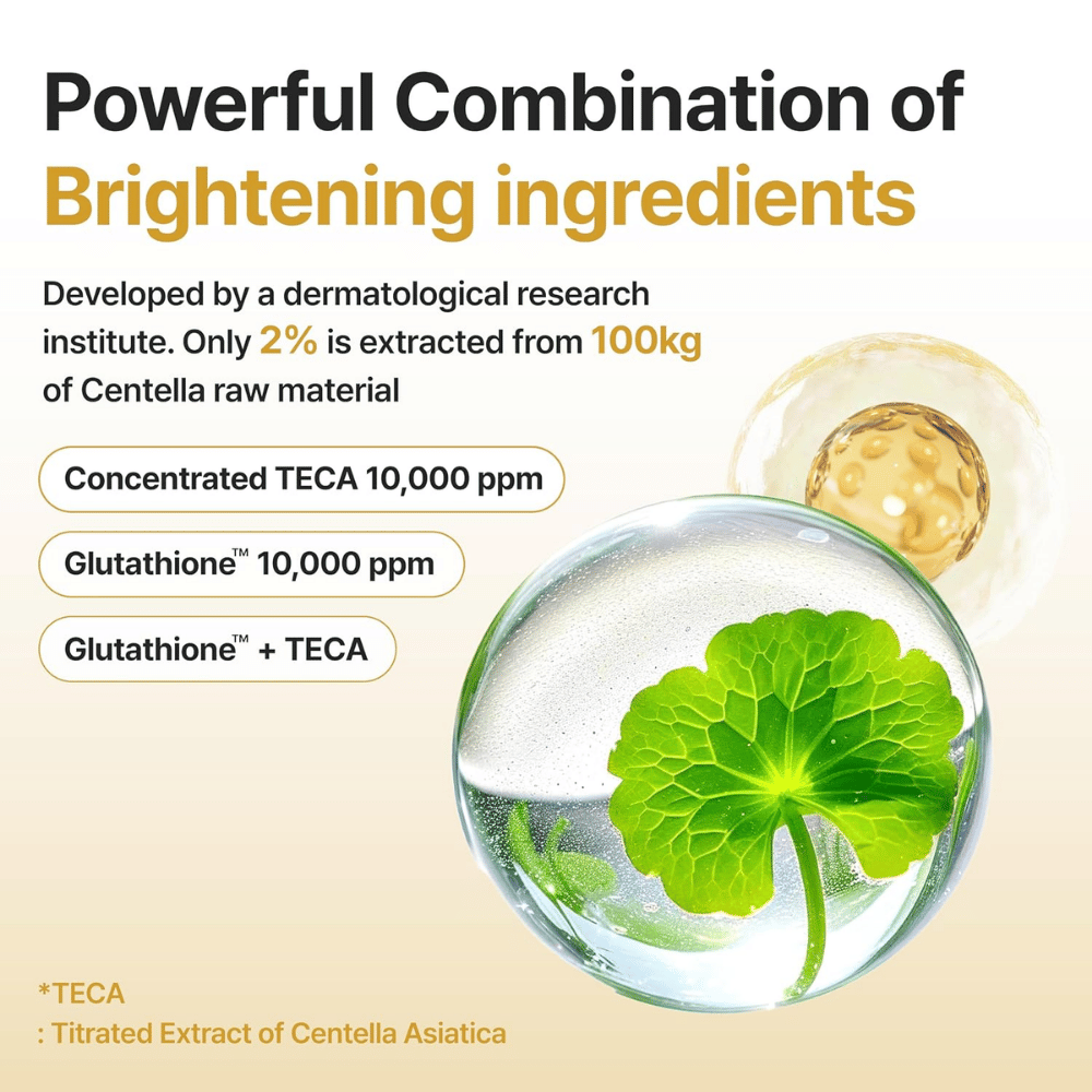 Centellian24 Expert Madeca Mela Capture Ampoule Max con TECA 10.000 ppm e glutatione 10.000 ppm per un incarnato più uniforme e una maggiore luminosità.