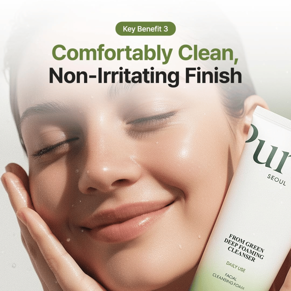 Purito Seoul From Green Deep Foaming Cleanser – pulizia profonda delicata per una pelle pulita e fresca
