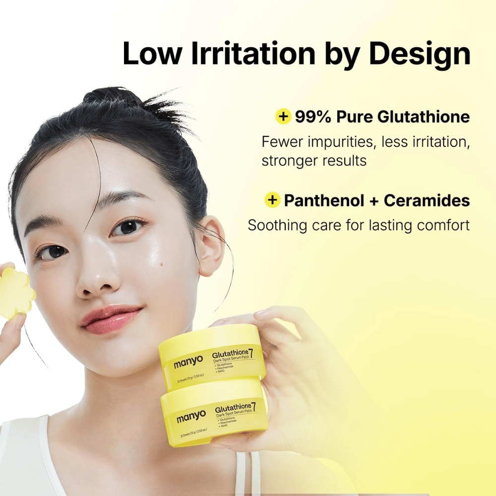 Ma:nyo Glutathione 7 Dark Spot Serum Patch con 99 % di glutathione, pantenolo e ceramidi per il trattamento delicato delle macchie pigmentarie