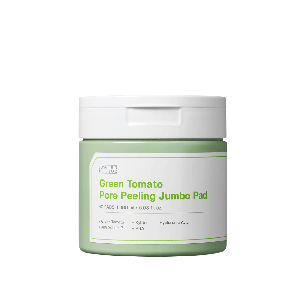1. SUNGBOON EDITOR Green Tomato Pore Peeling Jumbo Pad 60 pads – immagine del prodotto del barattolo