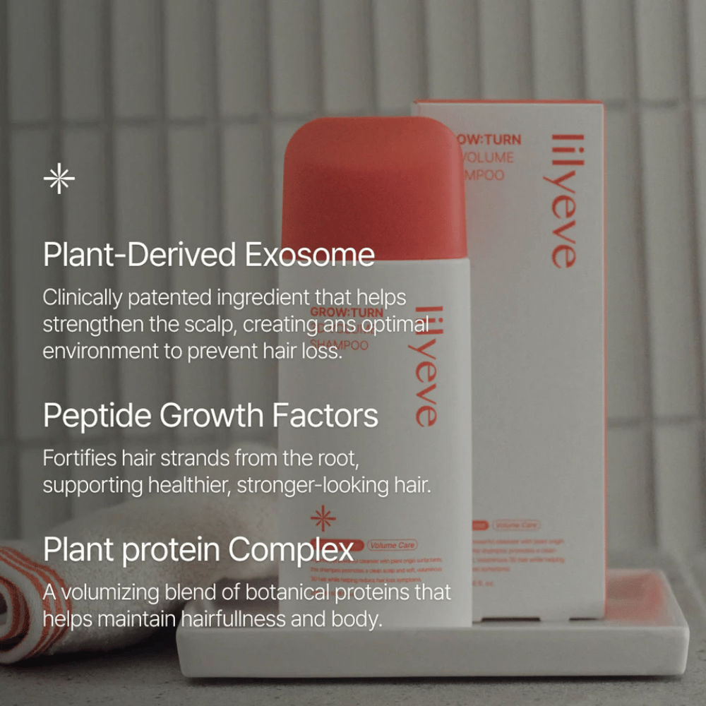 LILYEVE Grow:Turn Exosome 3D Volume Brush Shampoo con formula sviluppata clinicamente per cuoio capelluto e volume