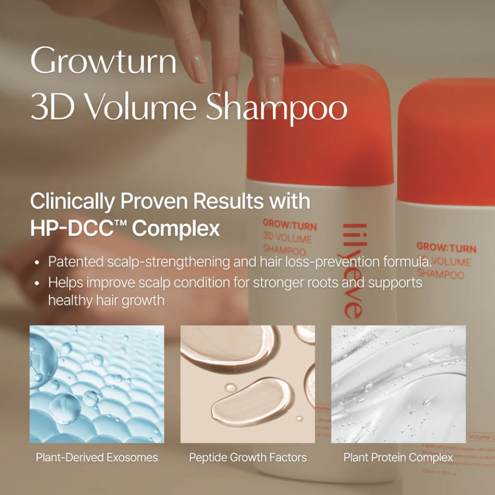 LILYEVE Grow:Turn Exosome 3D Volume Brush Shampoo con esosomi e peptidi per capelli più folti