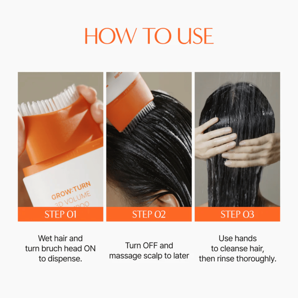 LILYEVE Grow:Turn Exosome 3D Volume Brush Shampoo con spazzola massaggiante integrata per la cura del cuoio capelluto