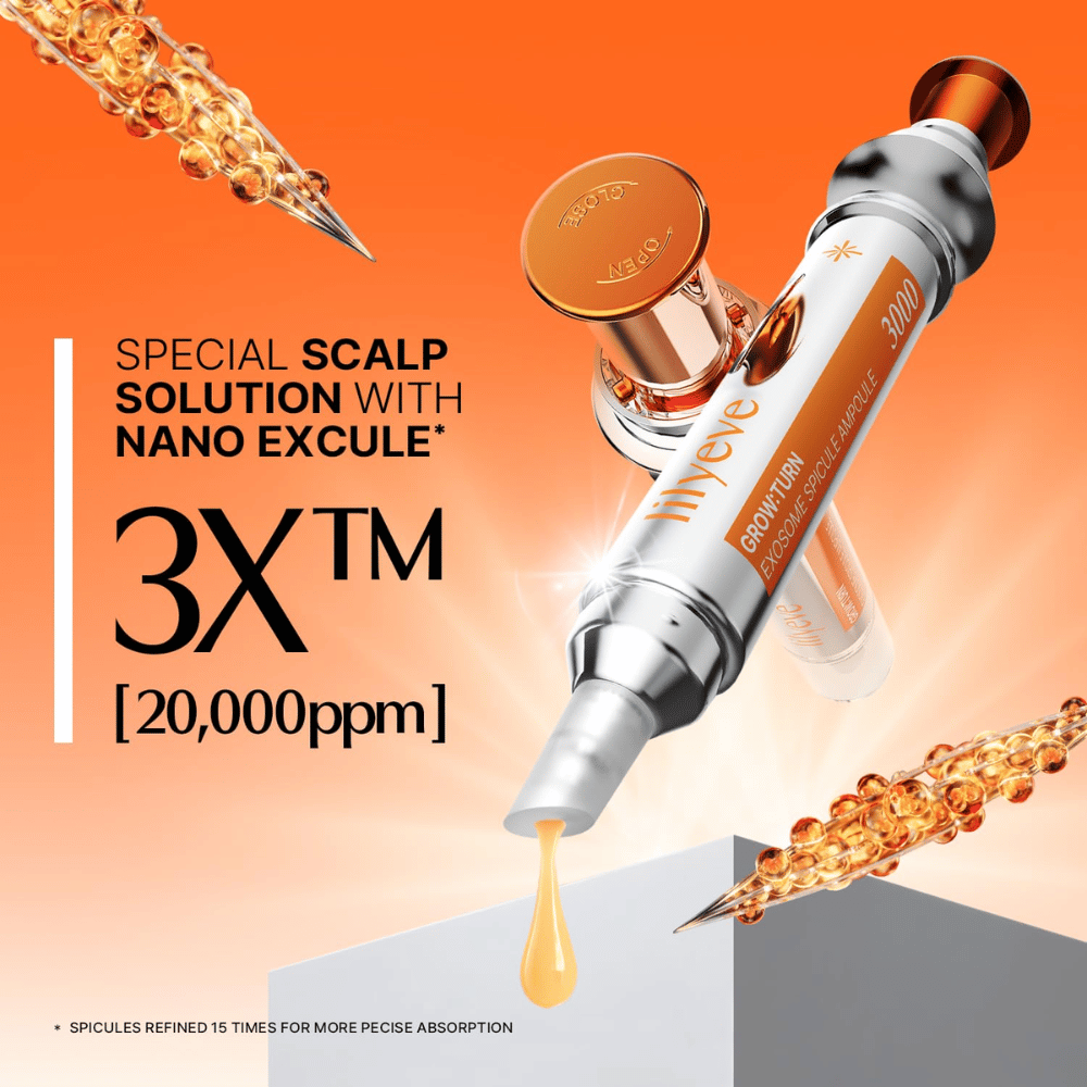 LILYEVE Grow Turn Exosome Spicule Ampoule 3000 – fiala concentrata per il cuoio capelluto con Nano Excule e spicole per un'applicazione mirata.