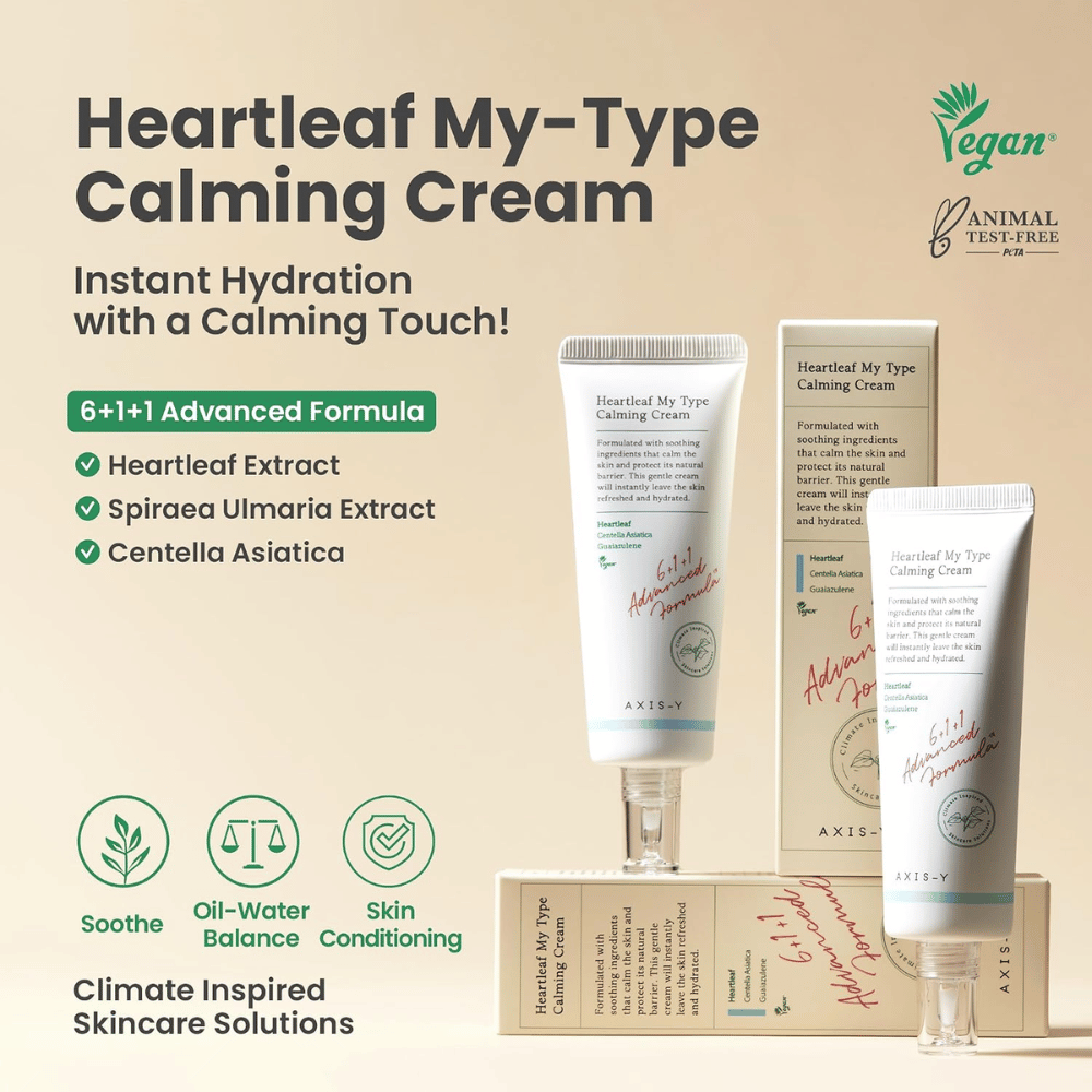 AXIS-Y Heartleaf My Type Calming Cream – crema viso idratante e lenitiva per pelle sensibile