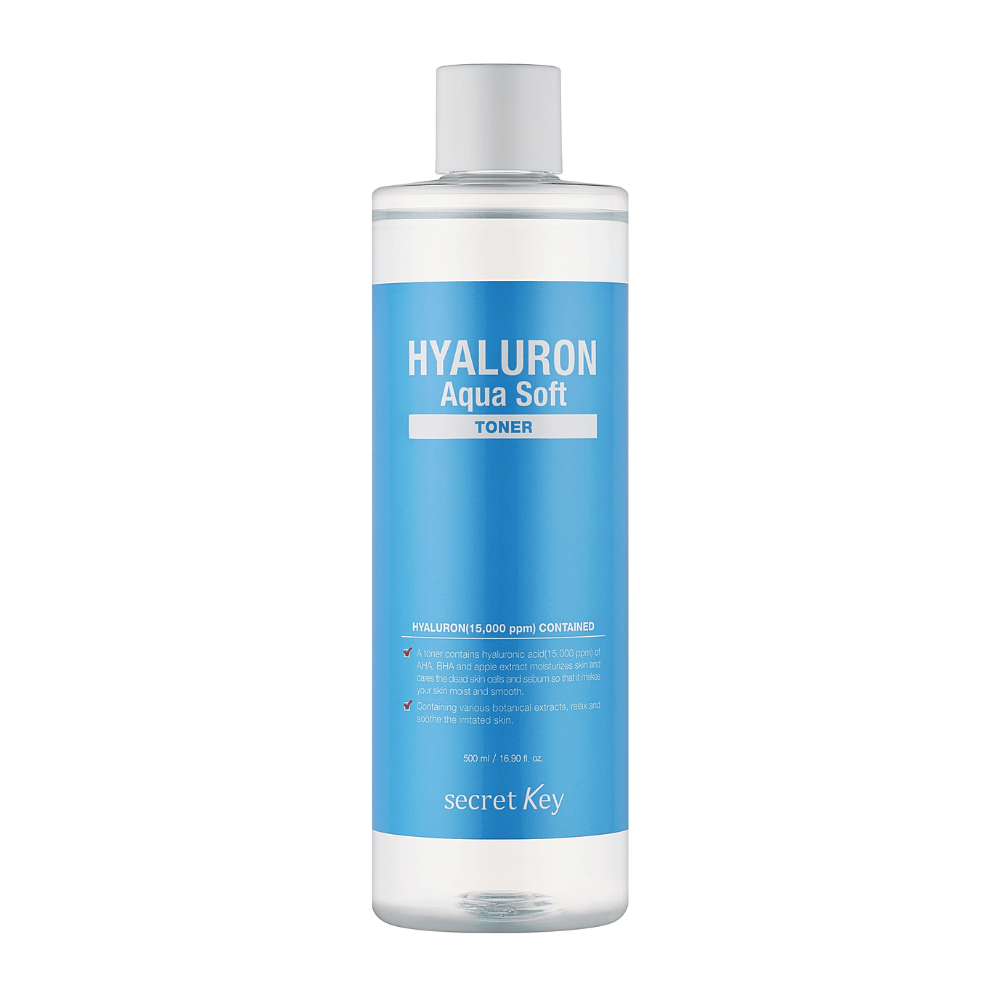 Secret Key Hyaluron Aqua Soft Toner – tonico idratante con acido ialuronico che dona una pelle morbida, liscia e rinfrescata con una luminosità naturale.