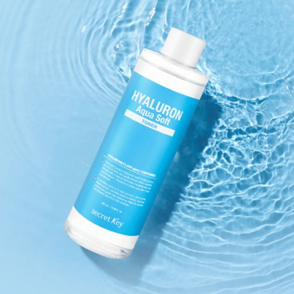 Hyaluron Aqua Soft Toner da Secret Key – tonico viso delicato e idratante con 15.000 ppm di acido ialuronico che calma e ripristina l'equilibrio della pelle.