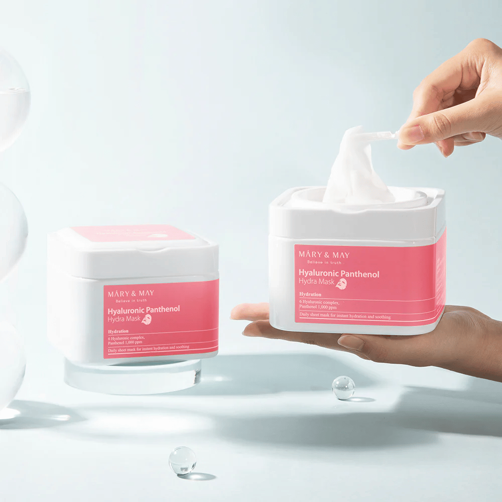 Mary & May Hyaluronic Panthenol Hydra Mask uso quotidiano sheet mask – maschera lenitiva e idratante che rafforza la barriera cutanea