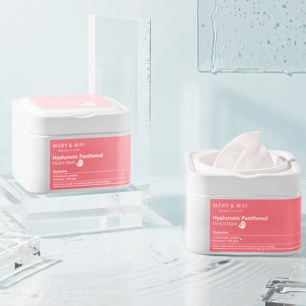 Mary & May Hyaluronic Panthenol Hydra Mask – maschera viso idratante intensivo con acido ialuronico e pantenolo per pelle secca e sensibile