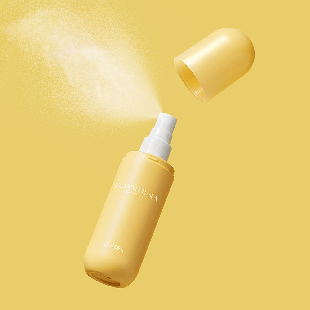 ELROEL Ice Water Sun Mist SPF 40 PA+++ flacone spray con tappo rimovibile e nebulizzazione uniforme che protegge la pelle dai raggi UV e dona un effetto rinfrescante