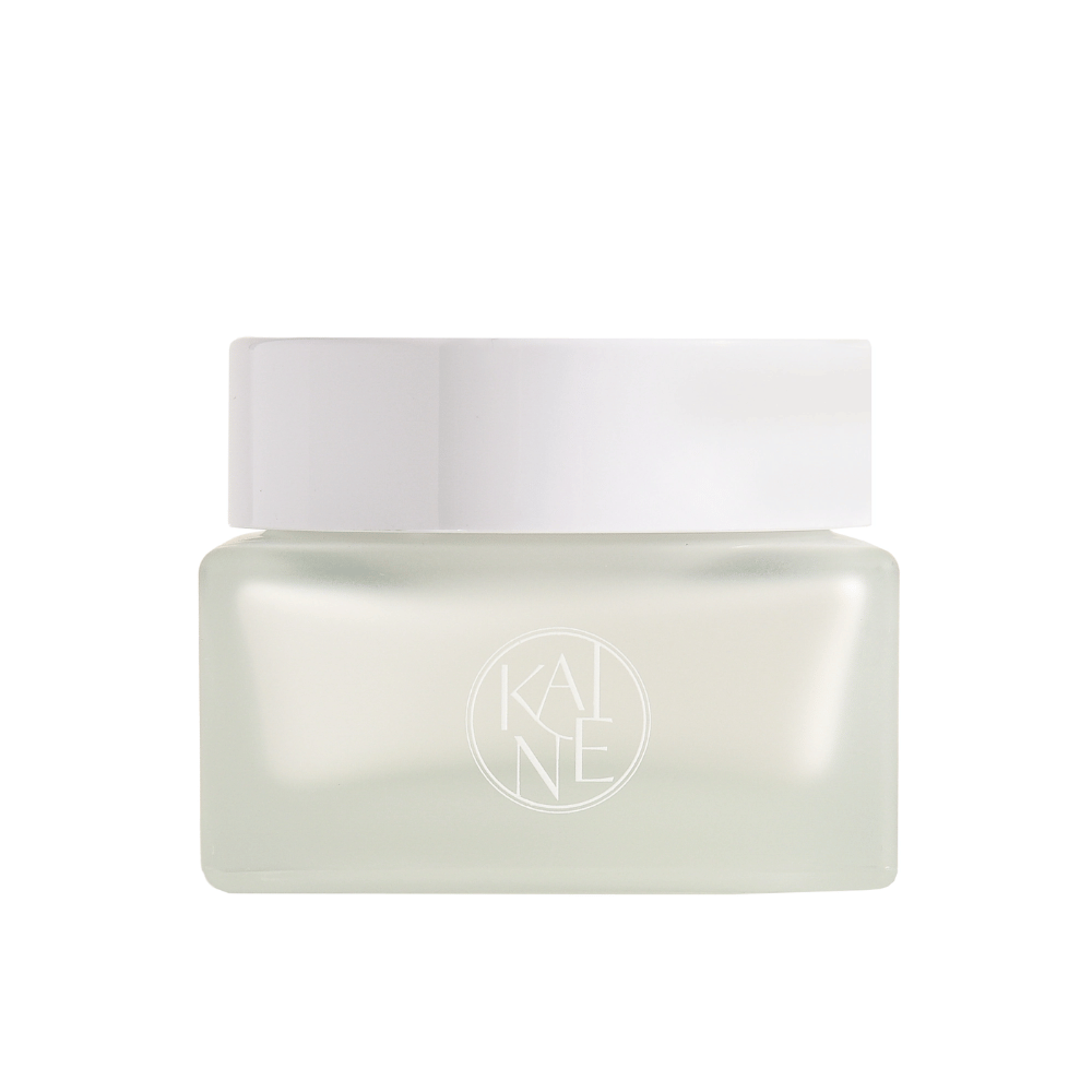 Un barattolo bianco con KAINE Vegan Collagen Youth Cream 50 ml con un coperchio bianco che promuove l'anti-invecchiamento e l'idratazione.