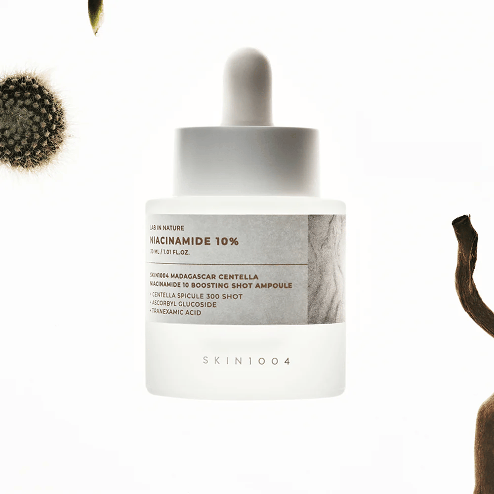 SKIN1004 Madagascar Centella Niacinamide 10 Boosting Shot Ampoule – siero coreano con 10% di niacinamide e centella asiatica per un tono della pelle più uniforme, luminosità e pelle equilibrata.