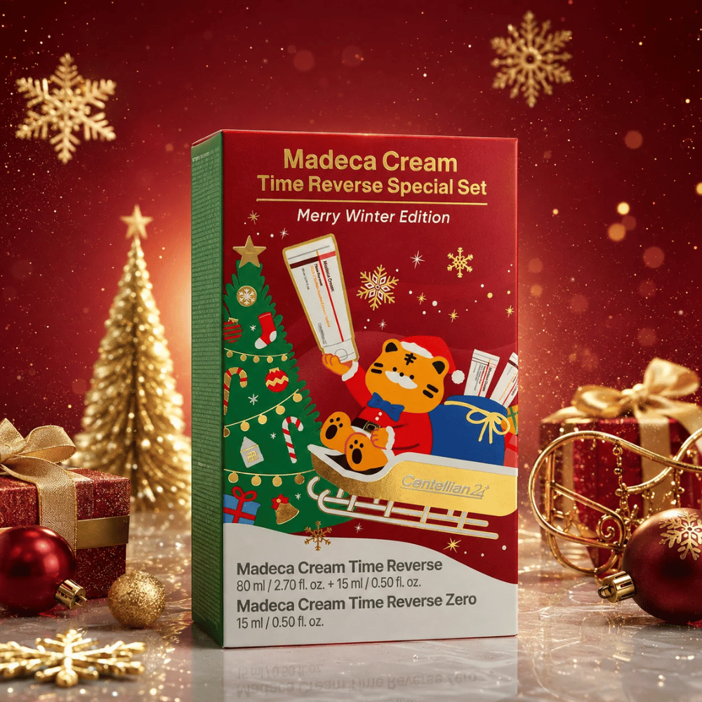 3. Centellian24 Madeca Cream Time Reverse Special Set Merry Winter Edition – confezione natalizia con albero di Natale, regali di Natale e dettagli dorati