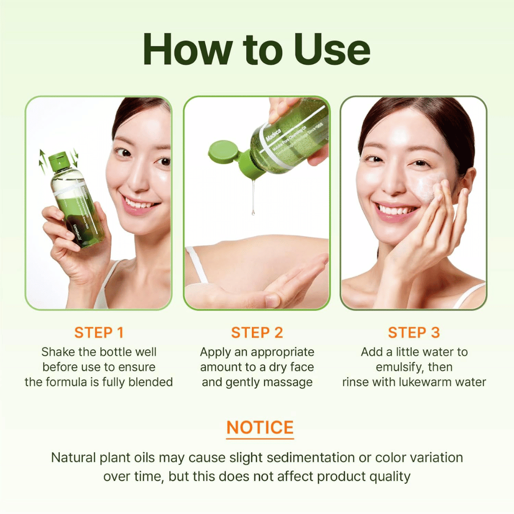 Centellian24 Madeca Matcha Pore Cleansing Oil guida all'uso per la pulizia della pelle