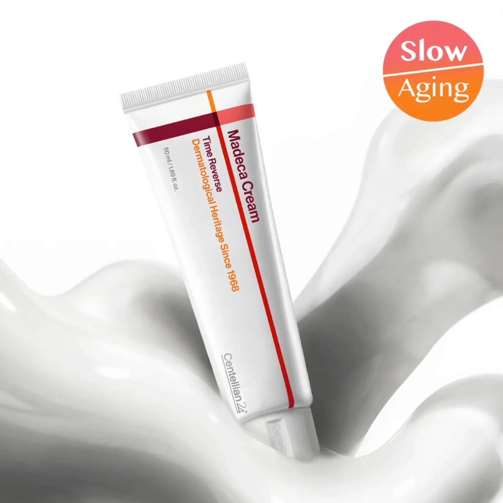Centellian24 Madeca Cream Time Reverse in texture crema con messaggio slow-aging, sviluppata per lenire la pelle, ridurre l'irritazione e supportare il naturale processo di riparazione della pelle.