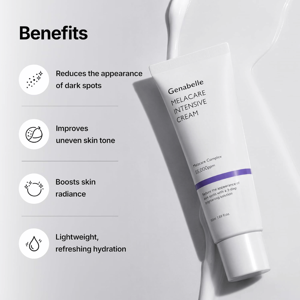 2. Genabelle Melacare Intensive Cream – crema viso idratante che contrasta le visibili macchie scure, il tono della pelle non uniforme e dona luminosità