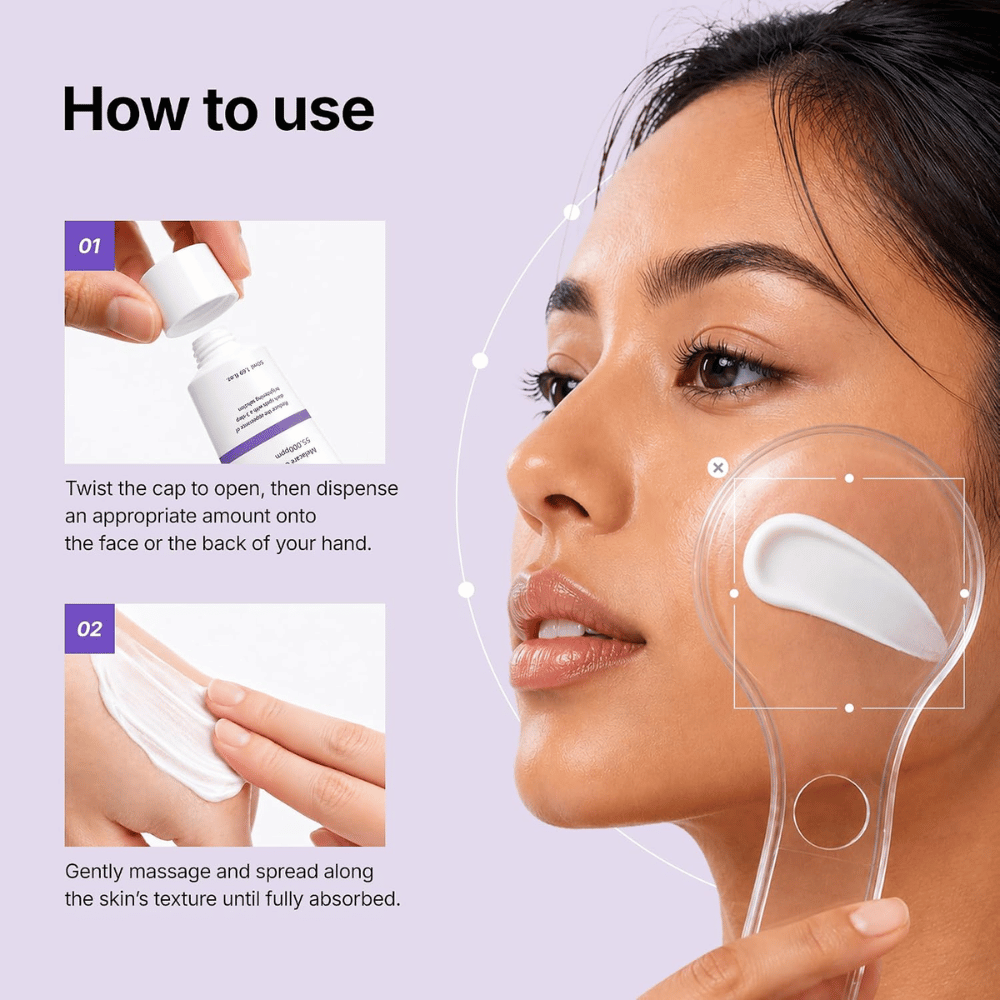 1. Genabelle Melacare Intensive Cream – applicazione della crema viso per un incarnato più uniforme e una minore visibilità delle macchie pigmentarie