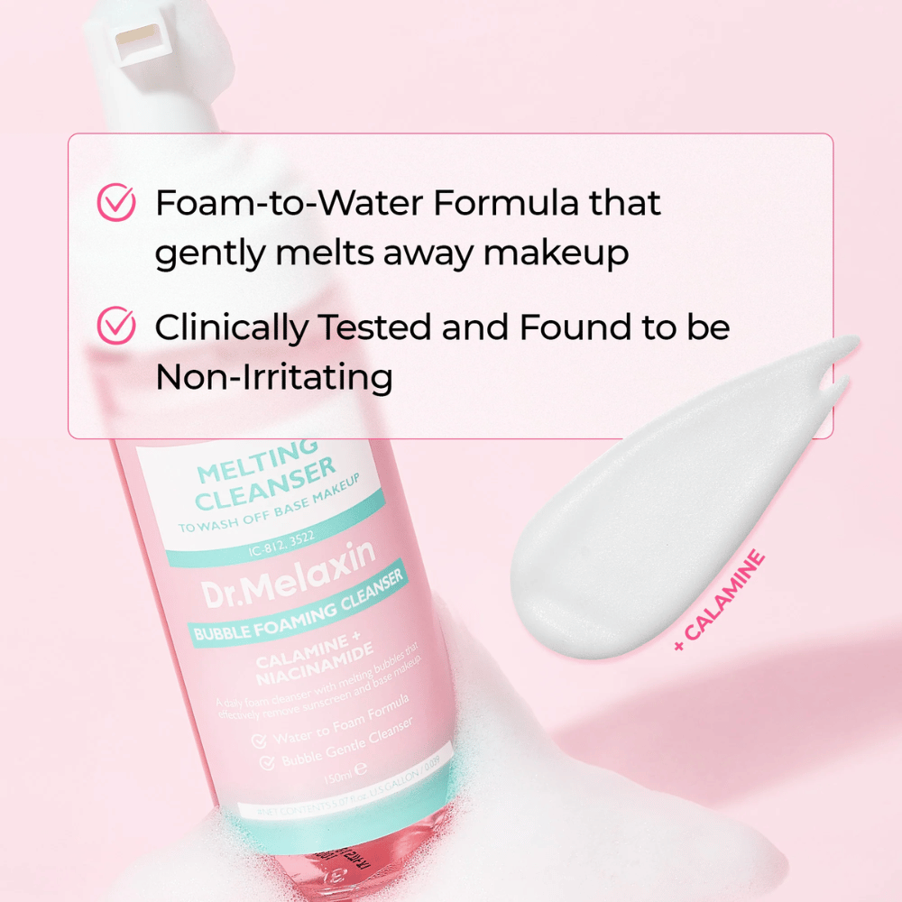 Formula da schiuma ad acqua in Dr. Melaxin Melting Cleanser che rimuove efficacemente trucco e impurità