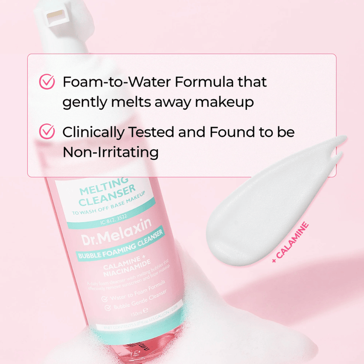 Formula da schiuma ad acqua in Dr. Melaxin Melting Cleanser che rimuove efficacemente trucco e impurità
