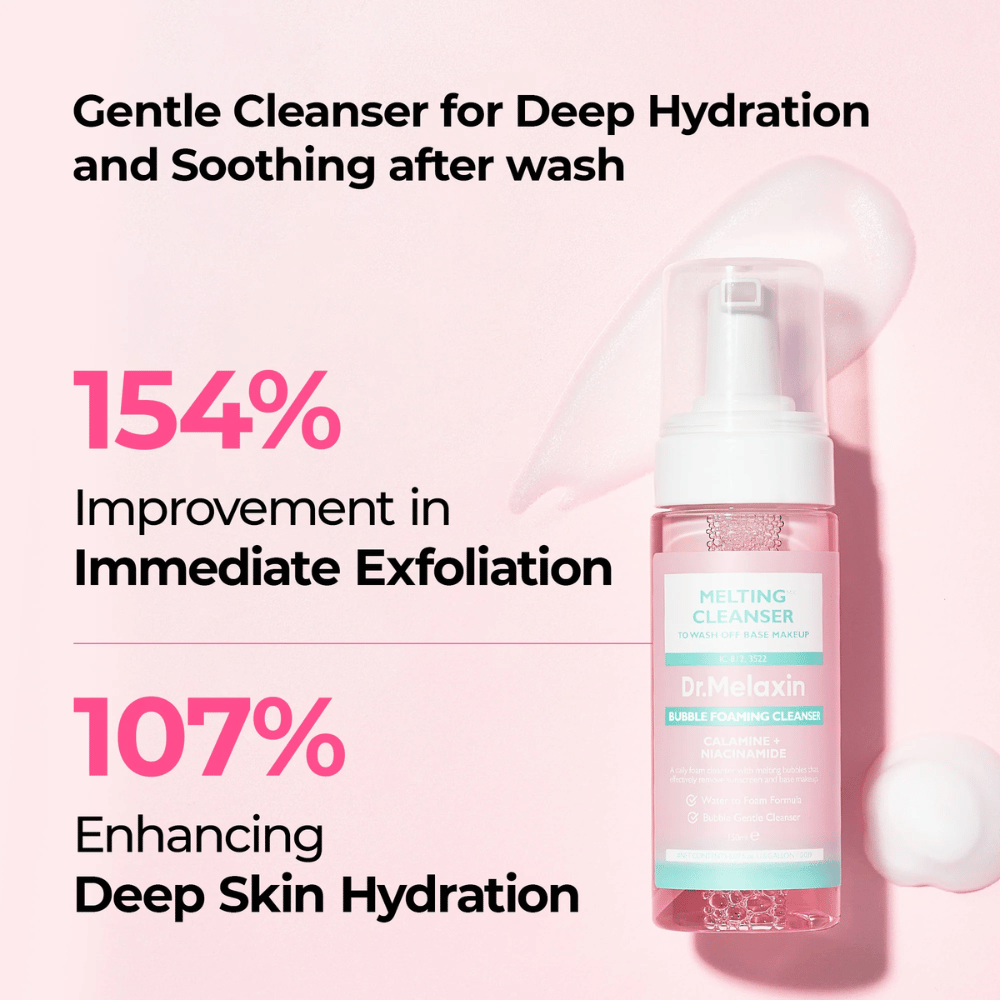 Dr. Melaxin Bubble Foaming Cleanser che offre pulizia profonda, esfoliazione e idratazione intensa