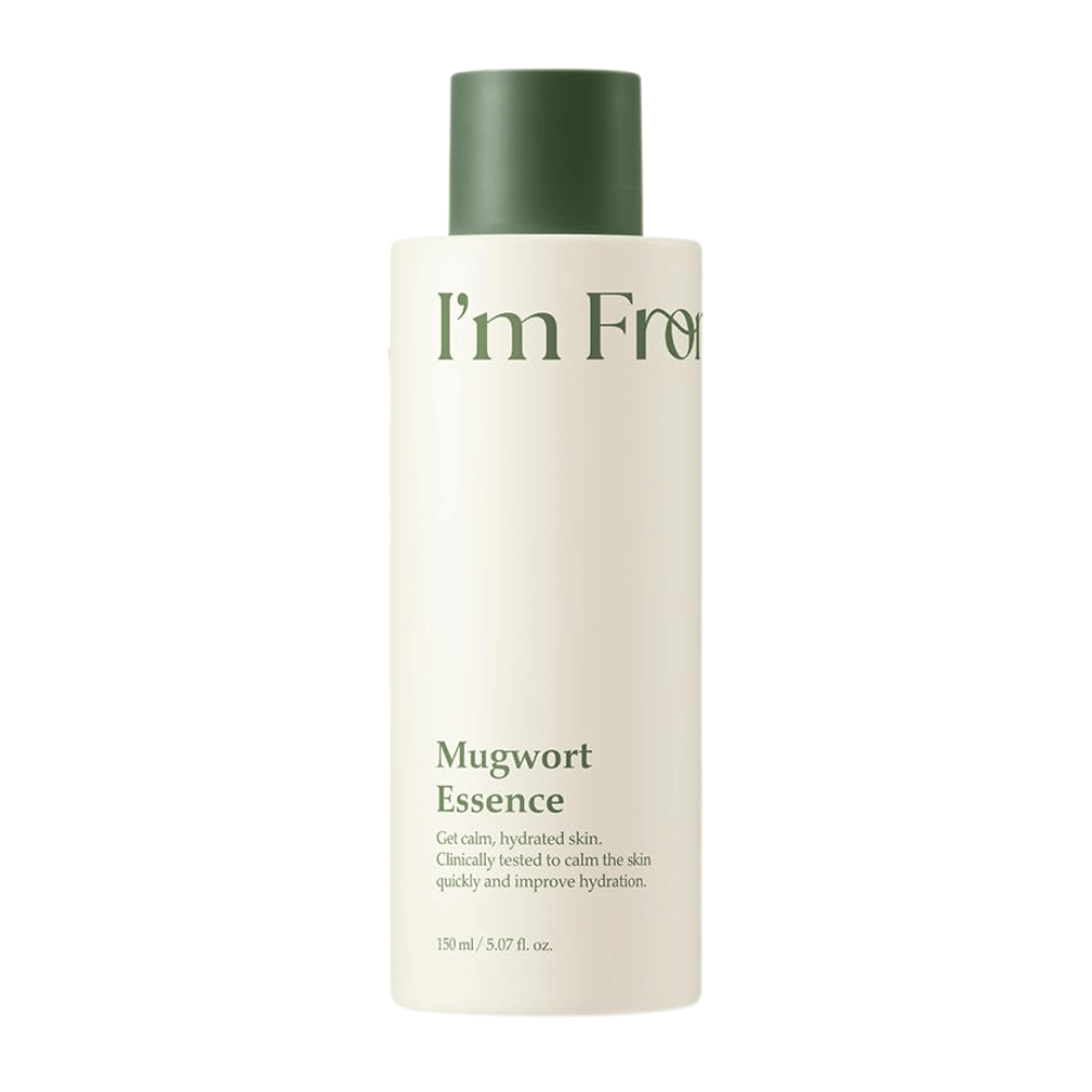 I'm From Mugwort Essence 160 ml con estratto di mugwort che lenisce la pelle sensibile, idrata intensamente e rafforza la barriera naturale della pelle.