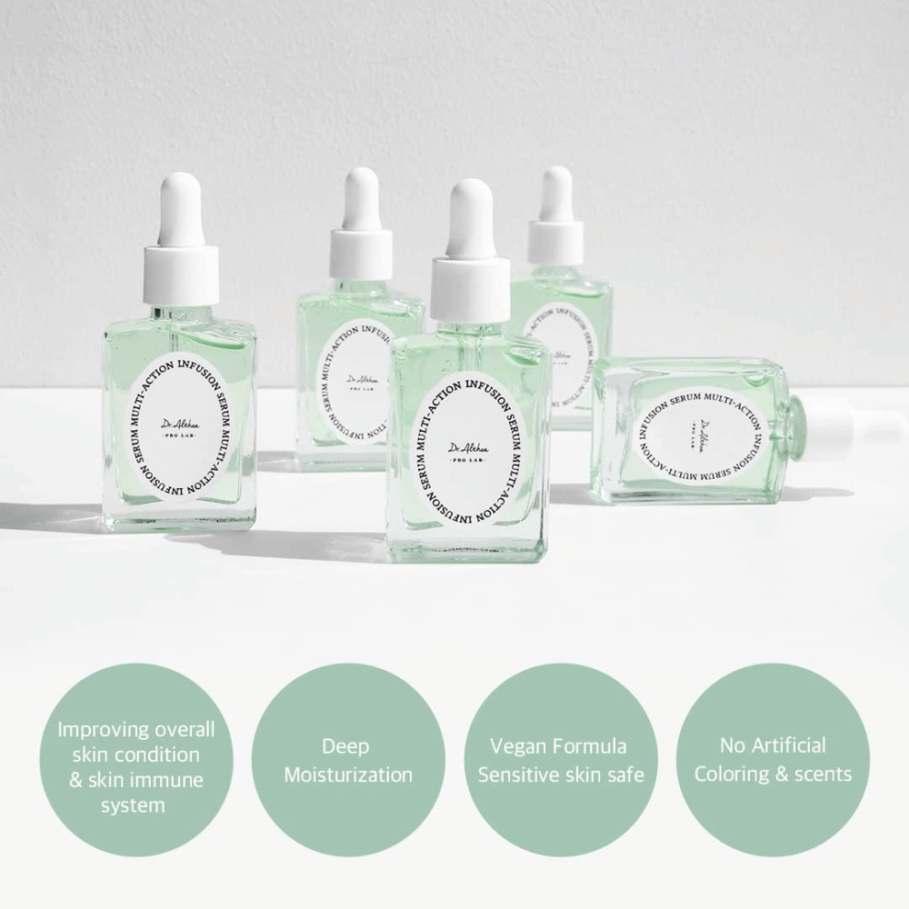Dr. Althea Multi Action Infusion Serum che rinforza la barriera cutanea, fornisce idratazione profonda, adatto per pelle sensibile e dona luminosità naturale.