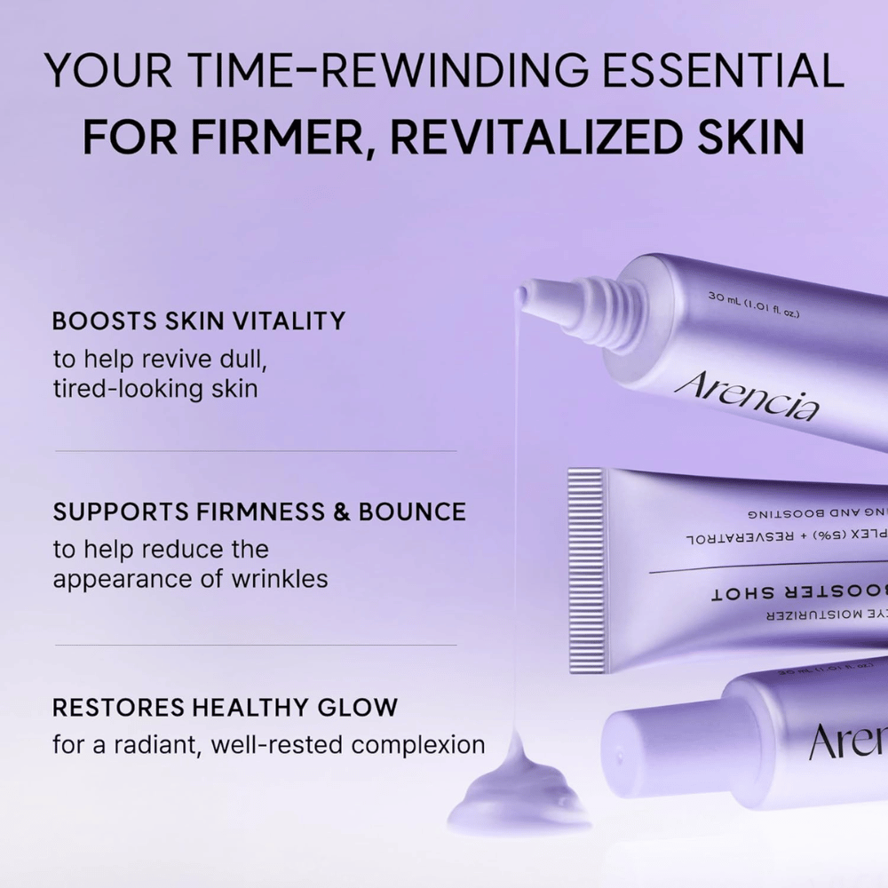 Arencia NAD+ Booster Shot – crema viso coreana per pelle stanca e spenta, con focus su compattezza, elasticità e luminosità.