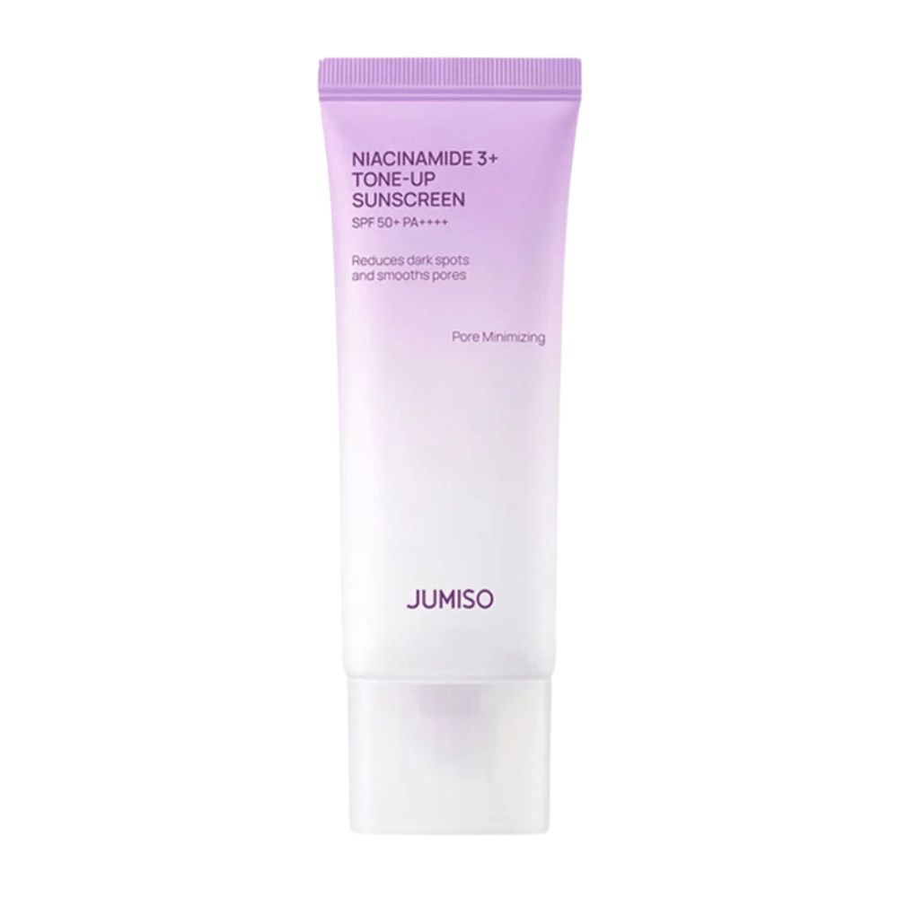 JUMISO Niacinamide 3+ Tone-Up Sunscreen SPF50+ PA++++ 50 ml – crema solare coreana con niacinamide per protezione UV, incarnato uniforme e luminosità.