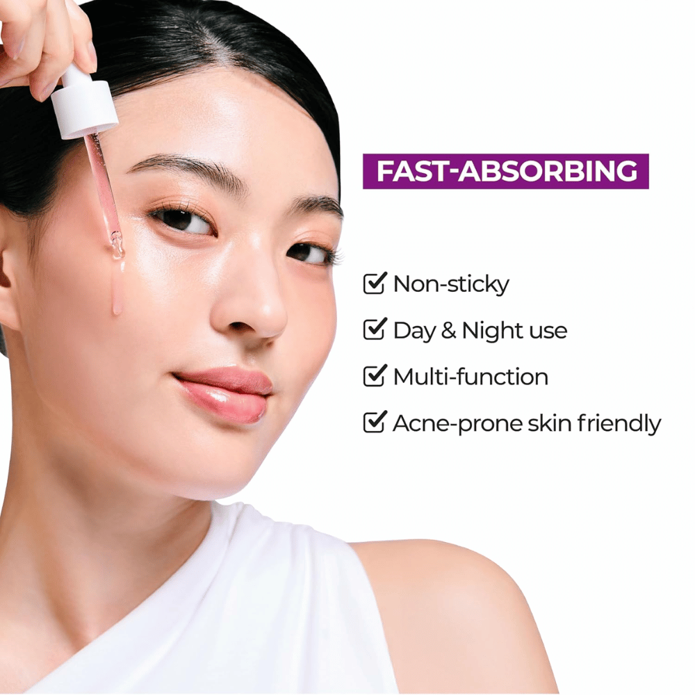 Donna applica Jumiso Niacinamide 10 Serum. Formula a rapido assorbimento, non appiccicosa per uso diurno e notturno, perfetta per la pelle soggetta ad acne.
