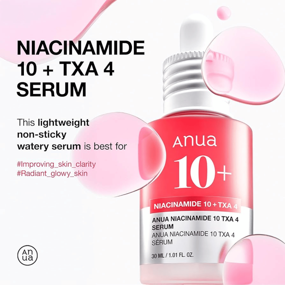 Siero leggero a base d'acqua con il 10% di niacinamide e il 4% di acido tranexamico. Formula non appiccicosa che migliora la chiarezza della pelle e dona una luminosità radiosa.