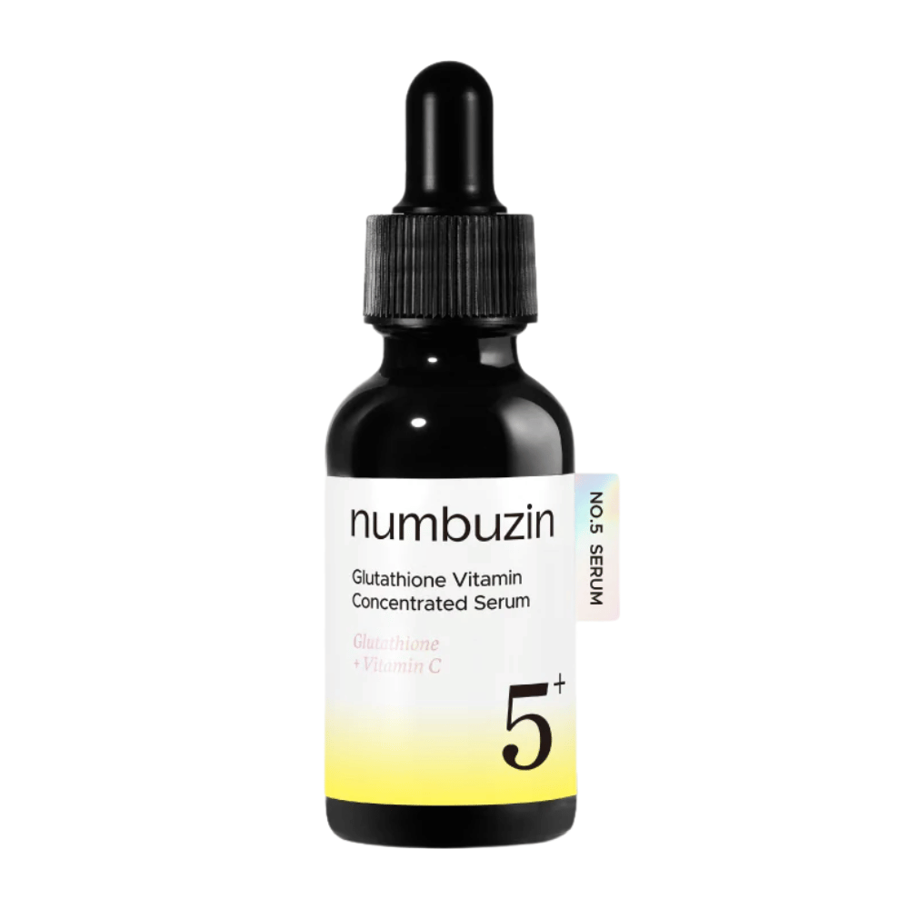 numbuzin No.5+ Glutathione Vitamin Concentrated Serum – siero viso coreano con glutatione e vitamina C per macchie scure e incarnato non uniforme.