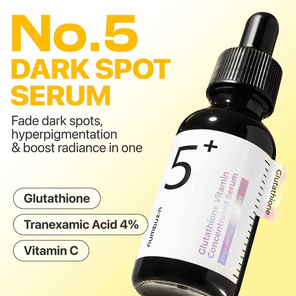 Immagine del prodotto di Numbuzin No.5 Dark Spot Serum con Glutatione, Acido Tranexamico e Vitamina C per illuminare la pelle.