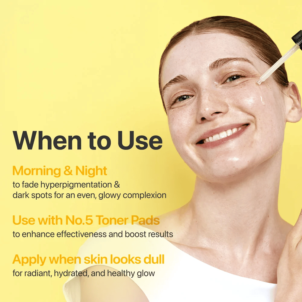 numbuzin No.5+ Glutathione Vitamin Concentrated Serum – siero per mattina e sera che aiuta contro l'iperpigmentazione, le macchie scure e la pelle spenta.