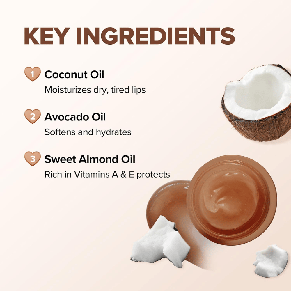 KLAVUU Nourishing Care Lip Sleeping Pack Coconut con olio di cocco, olio di avocado e olio di mandorla che idrata, nutre e protegge le labbra secche.