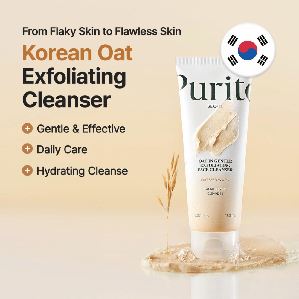 Purito Oat In Gentle Exfoliating Face Cleanser 150 ml – coreano detergente viso con particelle di avena per un'esfoliazione delicata quotidiana