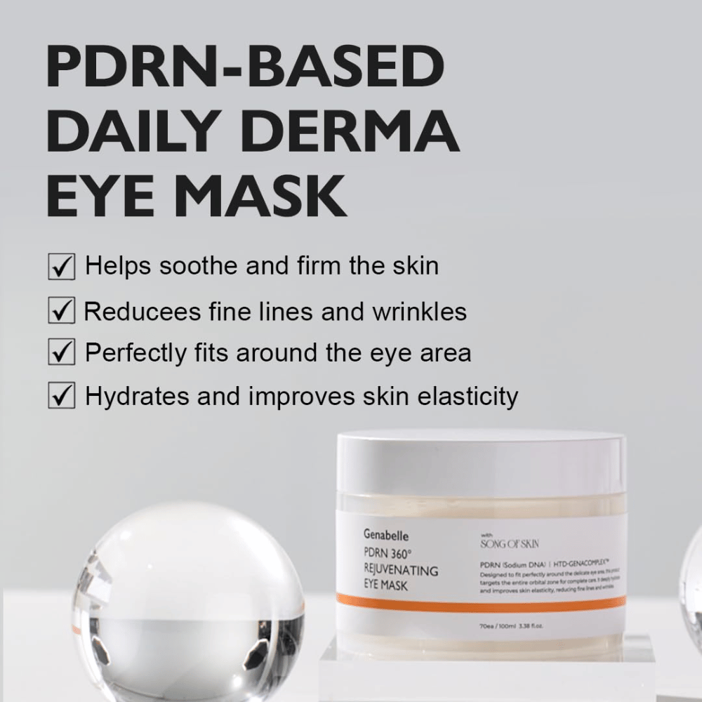 Genabelle PDRN 360° Rejuvenating Eye Mask con PDRN che idrata, lenisce la pelle e aiuta a ridurre linee sottili e rughe.