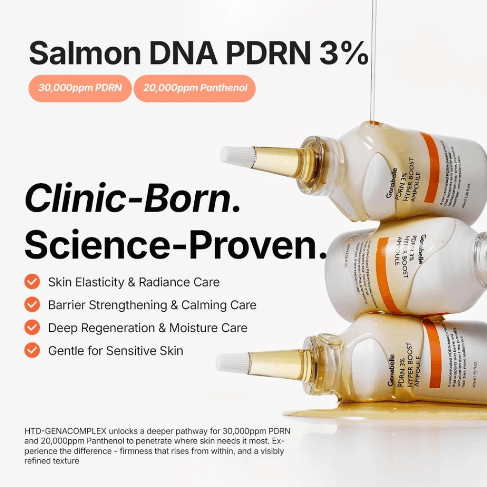 Genabelle PDRN 3% Hyper Boost Ampoule per una pelle più soda e una barriera cutanea rafforzata