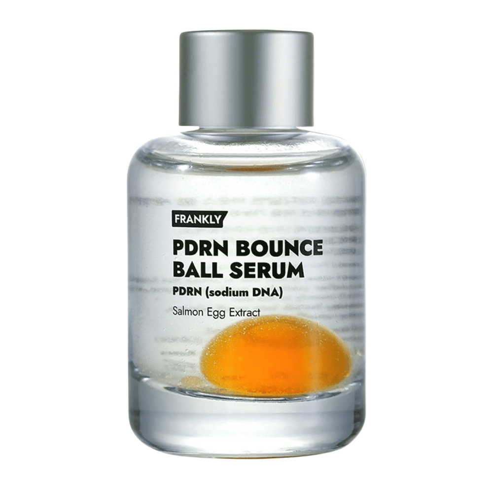 FRANKLY PDRN Bounce Ball Serum – siero viso coreano con PDRN ed estratto di uova di salmone che rafforza la barriera cutanea e dona elasticità.