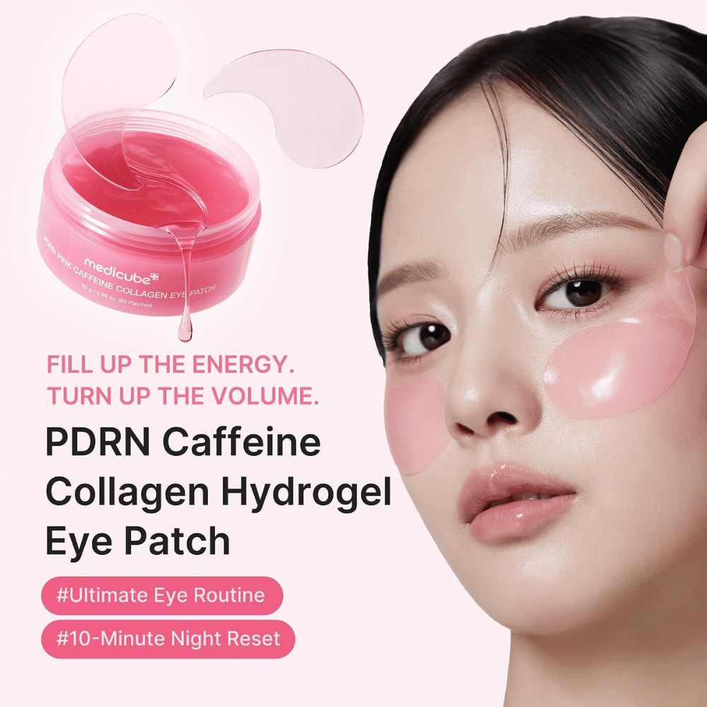 4. Medicube PDRN Pink Caffeine Collagen Eye Patch – maschere occhi rosa idratanti in idrogel che donano luminosità alla pelle