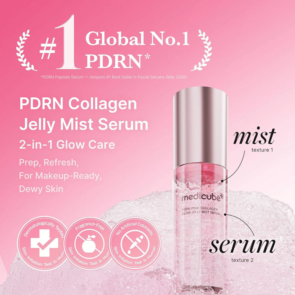 5. Medicube PDRN Pink Collagen Glow Jelly Mist Serum 60 ml – mist viso e siero due in uno per una pelle idratata e luminosa