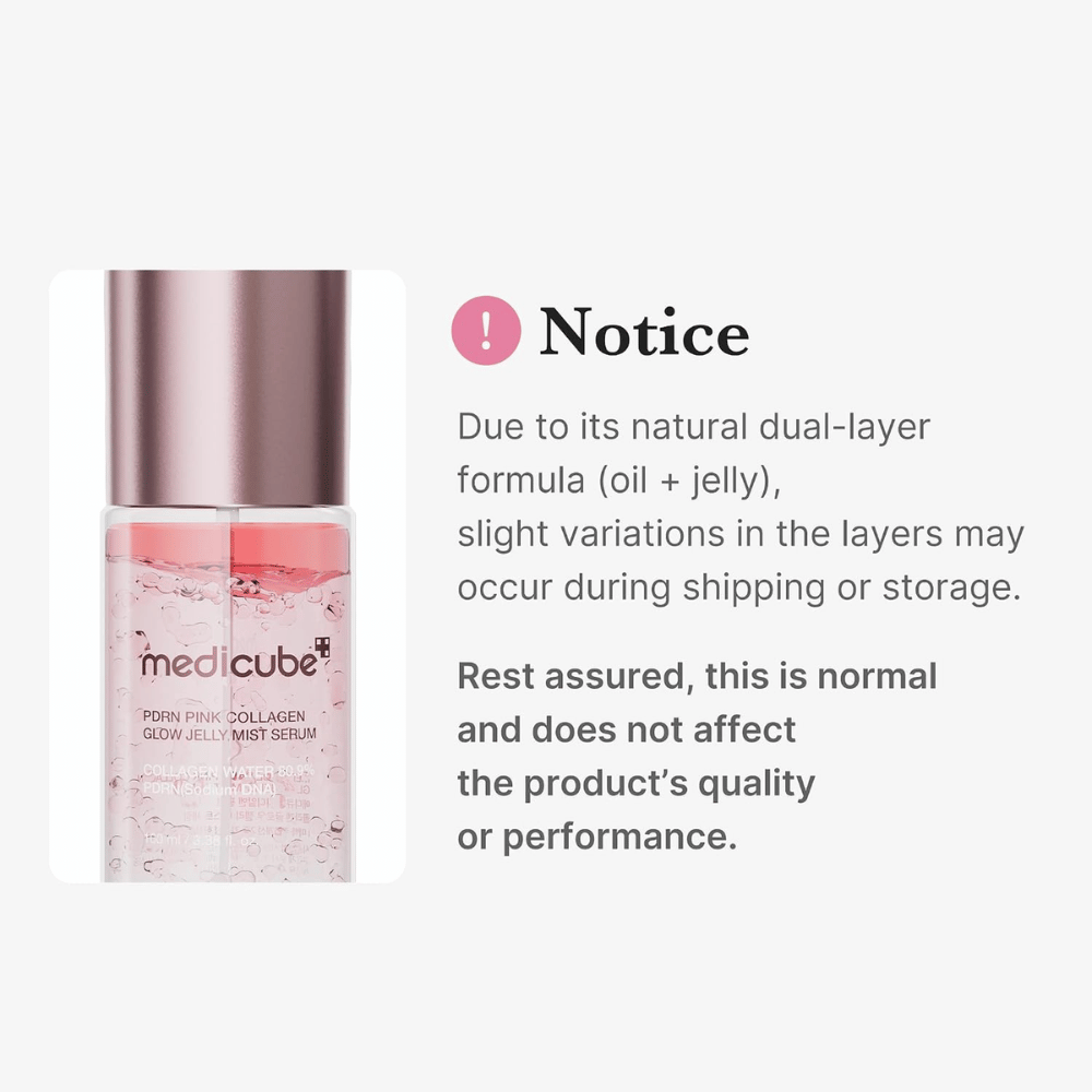 1. Medicube PDRN Pink Collagen Glow Jelly Mist Serum – formula bifasica con olio e gel che possono separarsi naturalmente